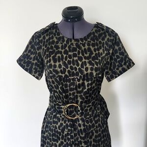 Black & Green Leopard santin print dress.